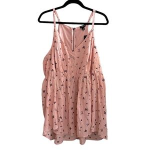 Torrid Shirt Size 3 Beetles Butterflies Pink Tank Flowy Challis Cami 11654303